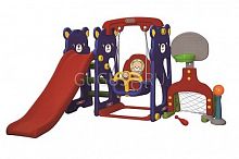 Игровая зона GONA TOYS "Мишка" с качелями, горкой, воротами и баскетбольным кольцом GT-805-1